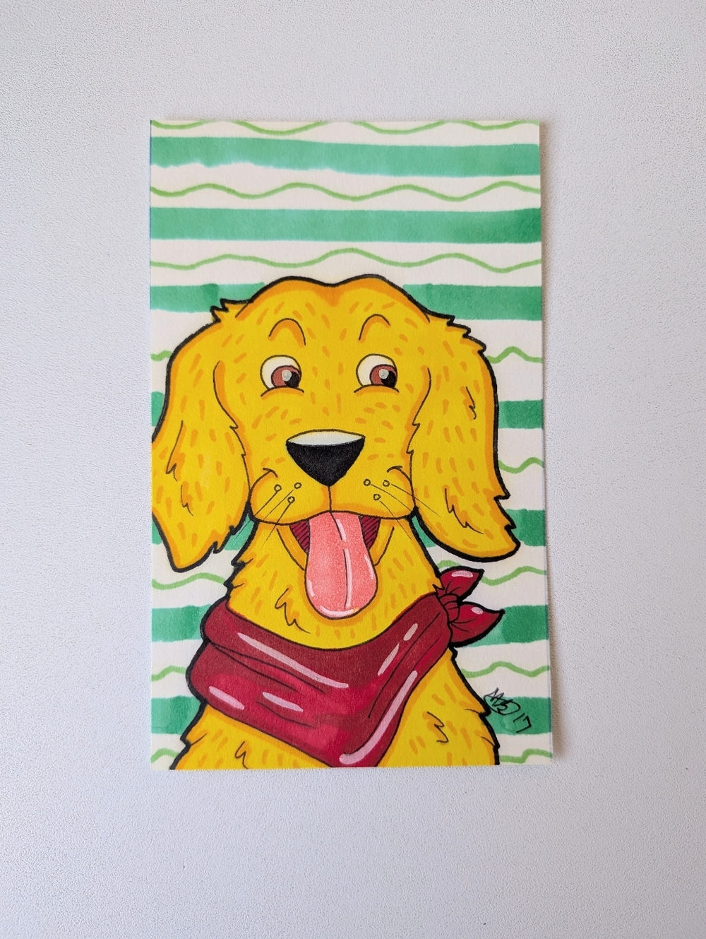 Original Dogcember Golden Retriever 3×5 Marker Illustration By Mattoodles